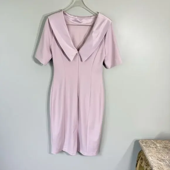White House Black Market Pink Boatneck Jackie O Dress 60s style Sz 4 Career New - Picture 4 of 7